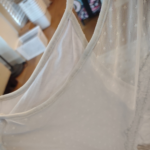Aerie Soft Lacy Gray White Babydoll Chemise XL/ 12-14 - Picture 5 of 7